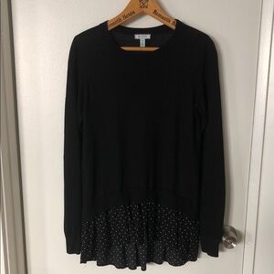 WOMEN’S SUSINA SWEATER WITH POLKA DOT HEMLINE